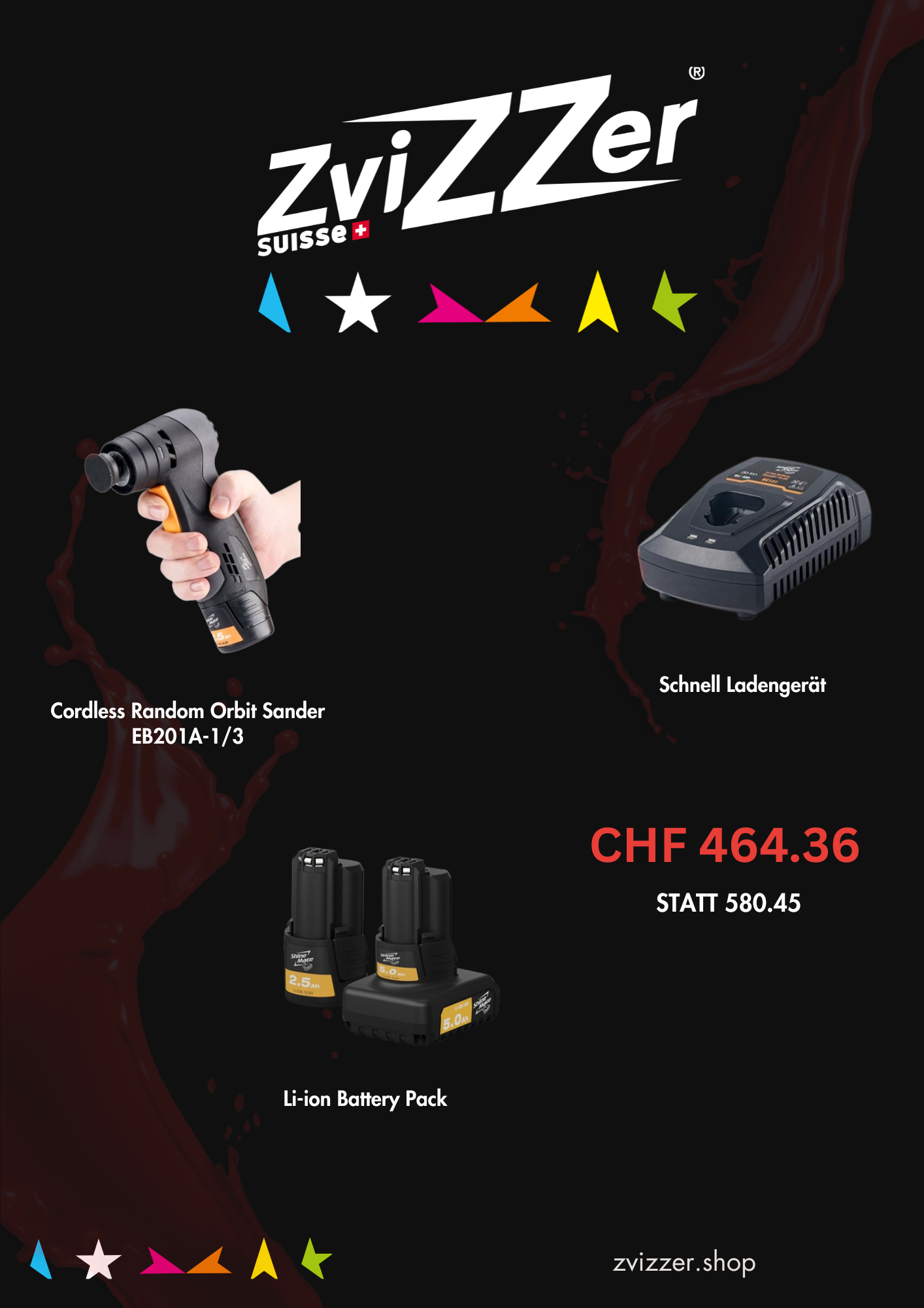 Cordless Random Orbit Sander Eb201A-1/3 Set